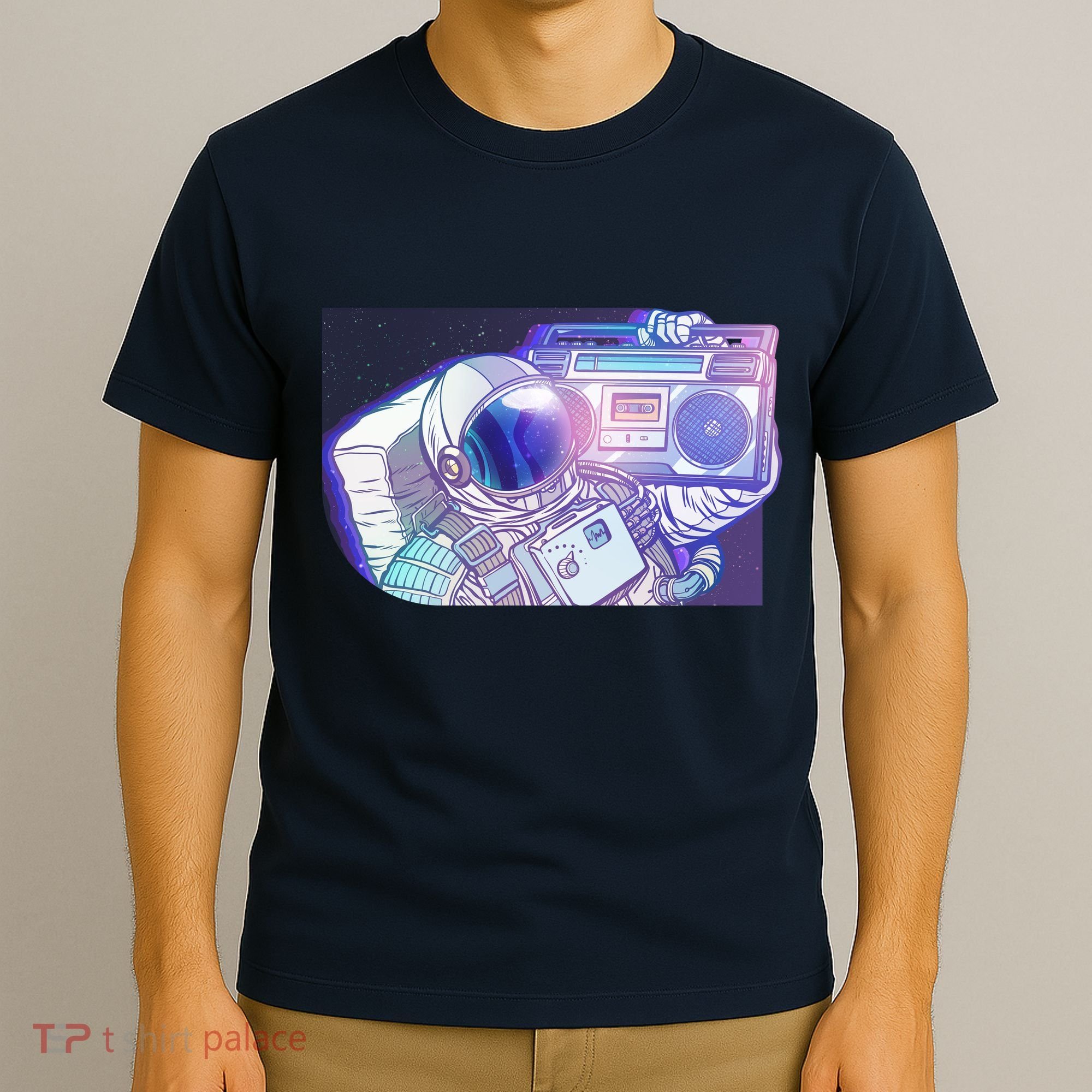 Retro Astronaut Galazy Boombox T-Shirt