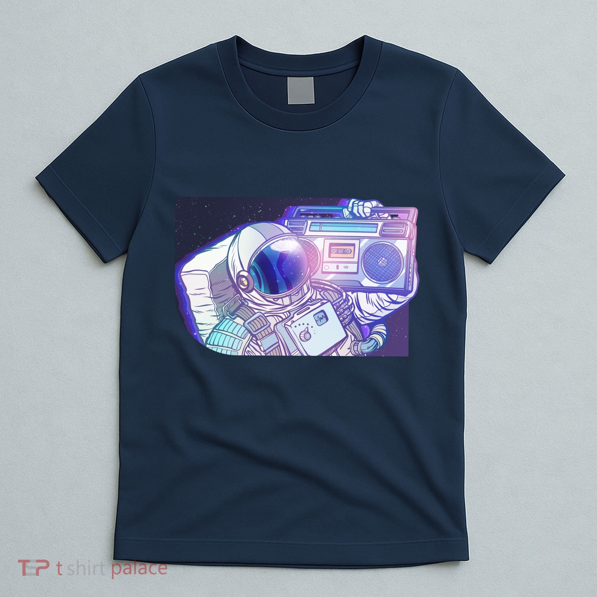 Retro Astronaut Galazy Boombox T-Shirt