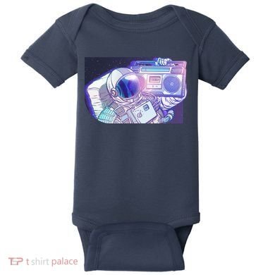 Retro Astronaut Galazy Boombox Baby Bodysuit