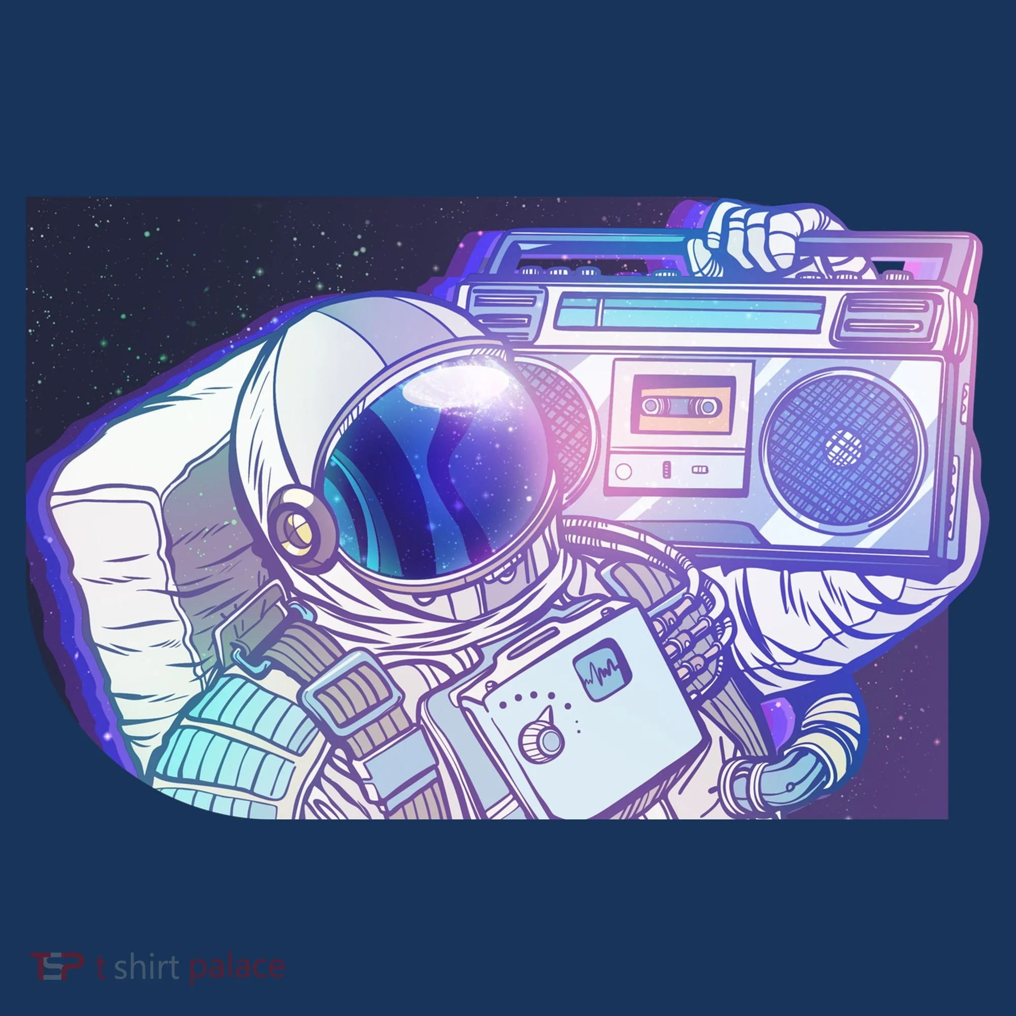 Retro Astronaut Galazy Boombox Baby Bodysuit