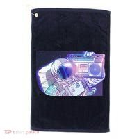 Retro Astronaut Galazy Boombox Golf Towel thumb 0