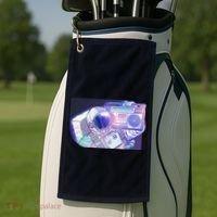 Retro Astronaut Galazy Boombox Golf Towel thumb 2