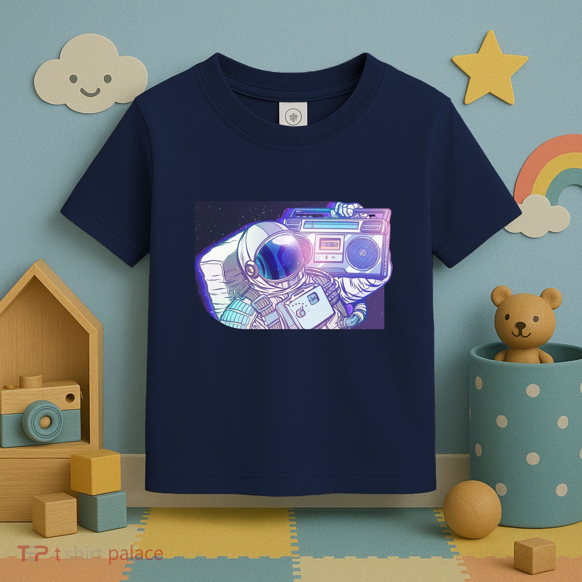 Retro Astronaut Galazy Boombox Toddler T-Shirt