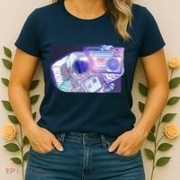 Retro Astronaut Galazy Boombox Women's T-Shirt thumb 2