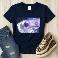 Retro Astronaut Galazy Boombox Women's T-Shirt thumb 3