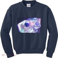 Retro Astronaut Galazy Boombox Kids Sweatshirt thumb 0