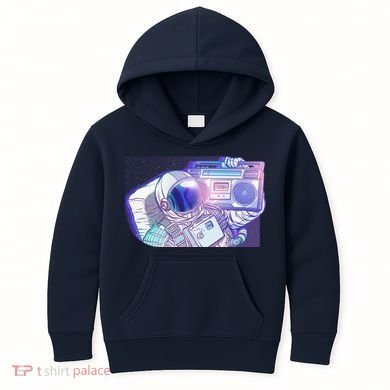 Retro Astronaut Galazy Boombox Kids Hoodie