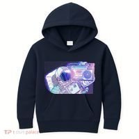 Retro Astronaut Galazy Boombox Kids Hoodie thumb 0