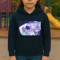 Retro Astronaut Galazy Boombox Kids Hoodie thumb 3