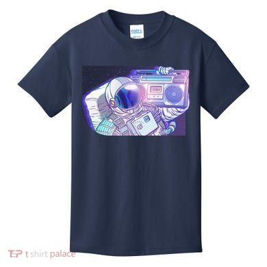Retro Astronaut Galazy Boombox Kids T-Shirt