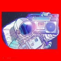 Retro Astronaut Galazy Boombox Santa Hat thumb 1
