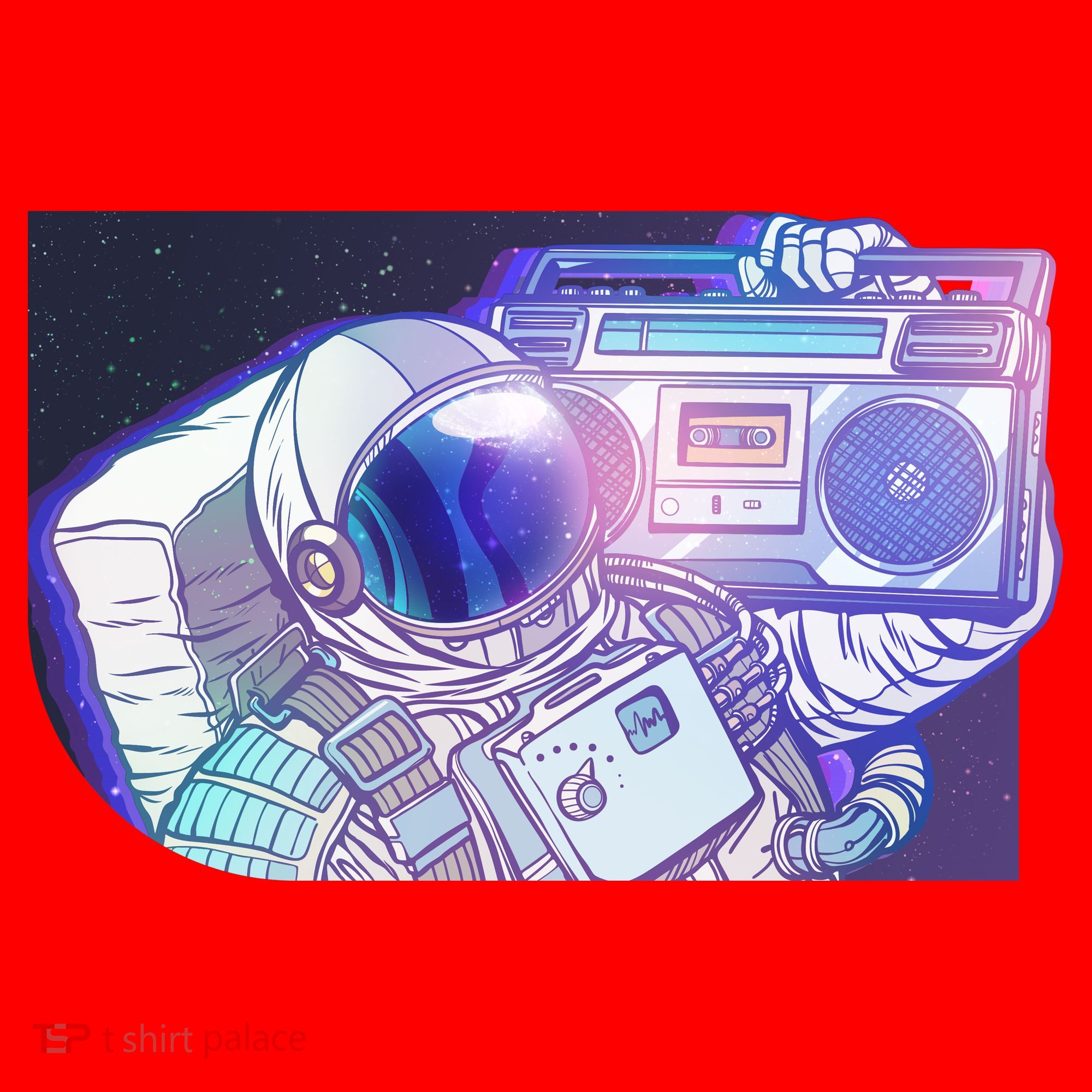 Retro Astronaut Galazy Boombox Santa Hat