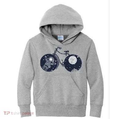 Retro Astronaut Space Bicycle Kids Hoodie