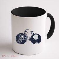 Retro Astronaut Space Bicycle Coffee Mug thumb 1