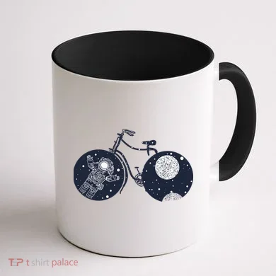 Retro Astronaut Space Bicycle Coffee Mug back