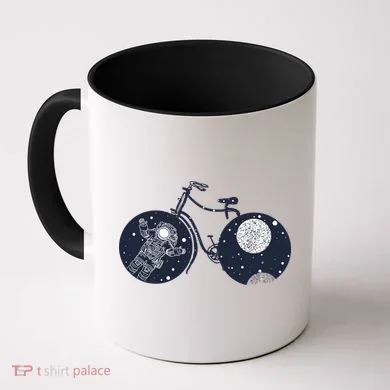 Retro Astronaut Space Bicycle Coffee Mug