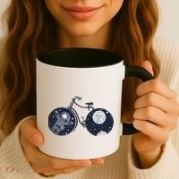 Retro Astronaut Space Bicycle Coffee Mug thumb 3
