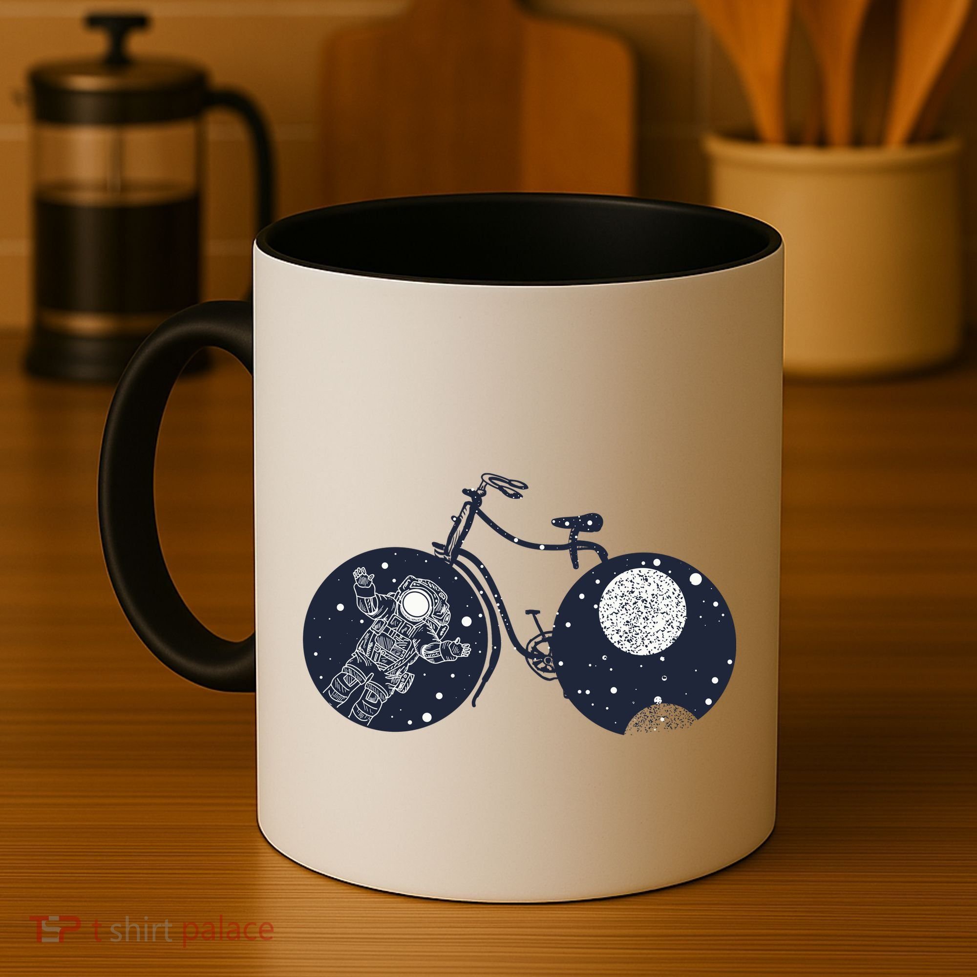 Retro Astronaut Space Bicycle Coffee Mug
