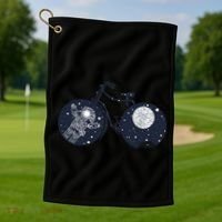 Retro Astronaut Space Bicycle Golf Towel thumb 1