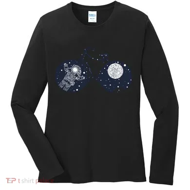Retro Astronaut Space Bicycle Women's Long Sleeve Shirt