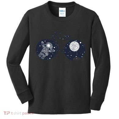 Retro Astronaut Space Bicycle Kids Long Sleeve Shirt