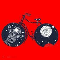 Retro Astronaut Space Bicycle Santa Hat thumb 1