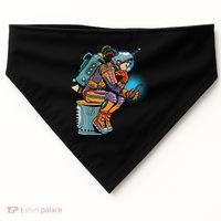 Retro Astronaut With Smartphone USA-Made Doggie Bandana thumb 0