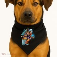 Retro Astronaut With Smartphone USA-Made Doggie Bandana thumb 1