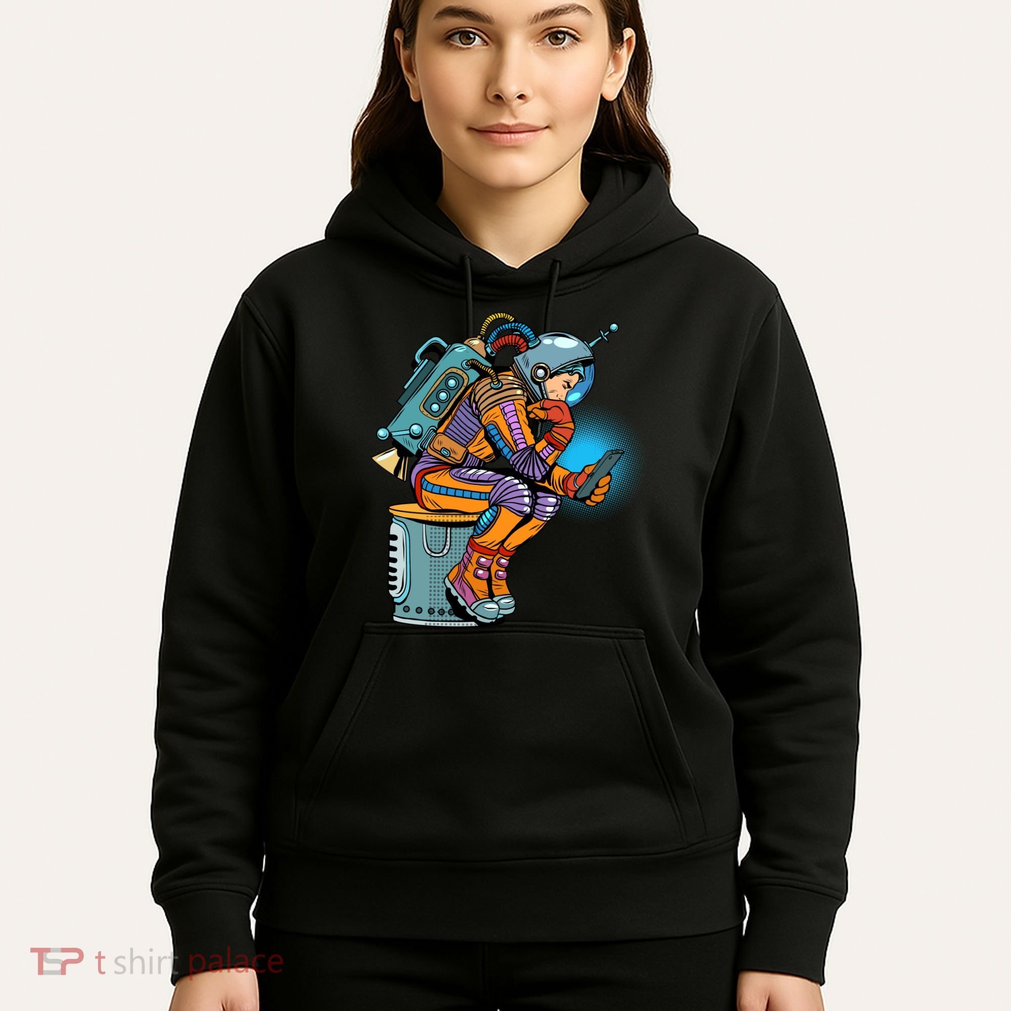 Retro Astronaut With Smartphone Hoodie