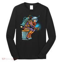 Retro Astronaut With Smartphone Long Sleeve Shirt thumb 0