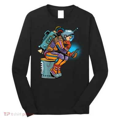 Retro Astronaut With Smartphone Long Sleeve Shirt