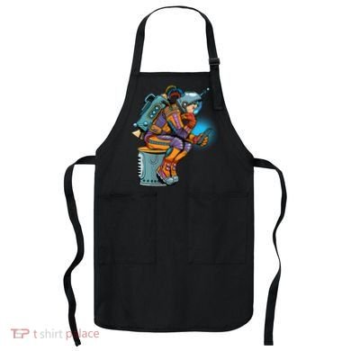 Retro Astronaut With Smartphone Apron