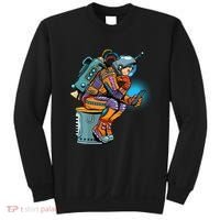 Retro Astronaut With Smartphone Sweatshirt thumb 0
