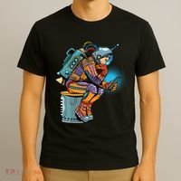 Retro Astronaut With Smartphone T-Shirt thumb 3