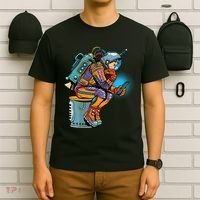 Retro Astronaut With Smartphone T-Shirt thumb 6