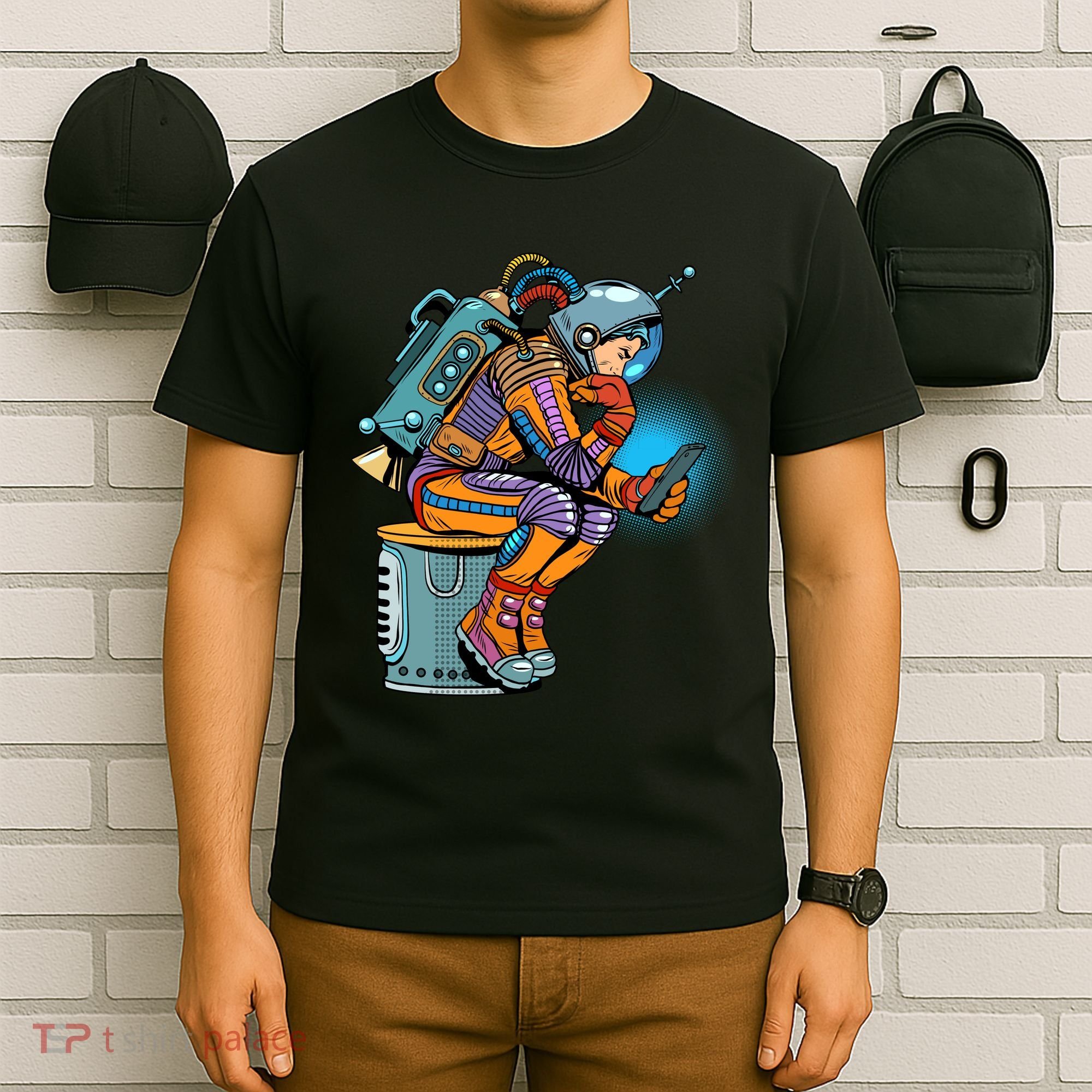 Retro Astronaut With Smartphone T-Shirt