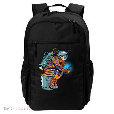 Retro Astronaut With Smartphone Backpack