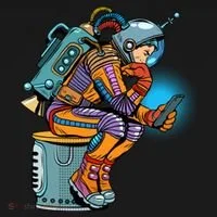 Retro Astronaut With Smartphone Bucket Hat thumb 4