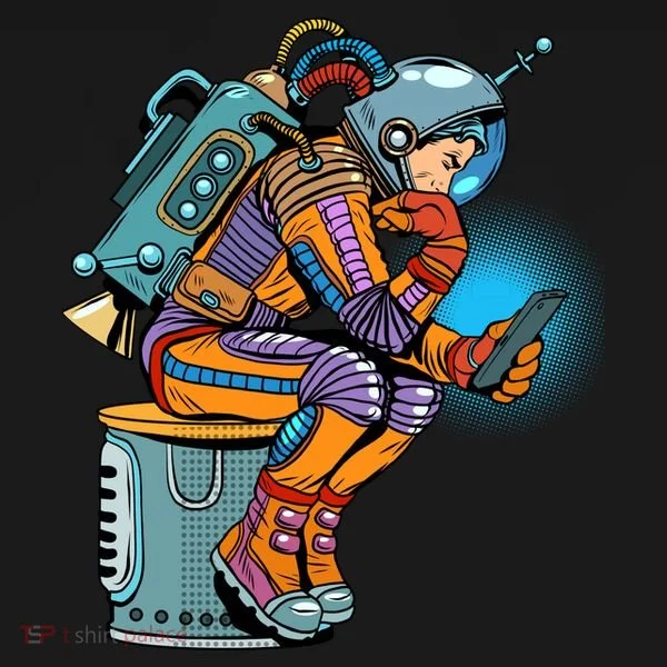 Retro Astronaut With Smartphone Bucket Hat