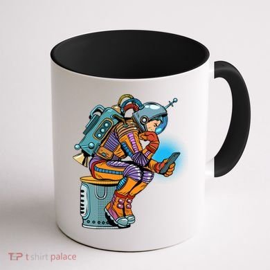 Retro Astronaut With Smartphone Coffee Mug back