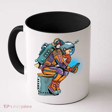 Retro Astronaut With Smartphone Coffee Mug
