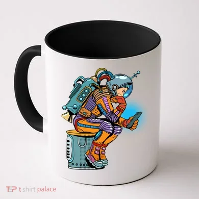 Retro Astronaut With Smartphone Coffee Mug