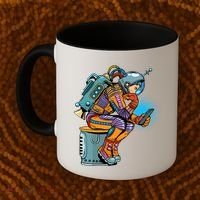 Retro Astronaut With Smartphone Coffee Mug thumb 2