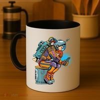 Retro Astronaut With Smartphone Coffee Mug thumb 4
