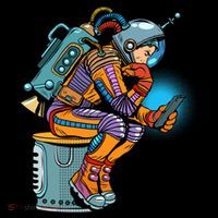 Retro Astronaut With Smartphone Ornament thumb 1