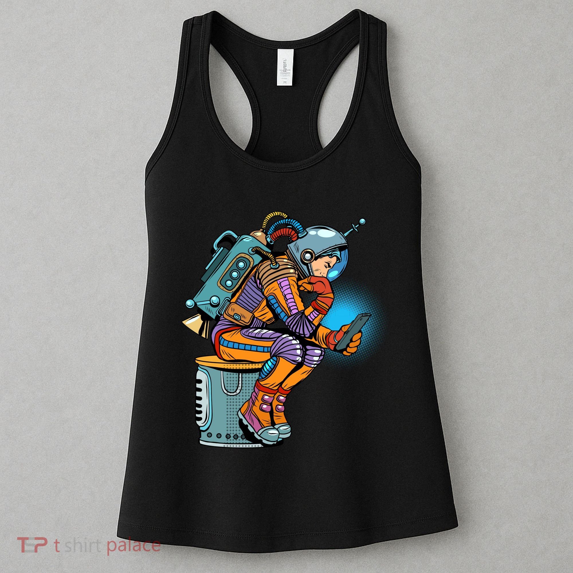 Retro Astronaut With Smartphone Women's Tank Top