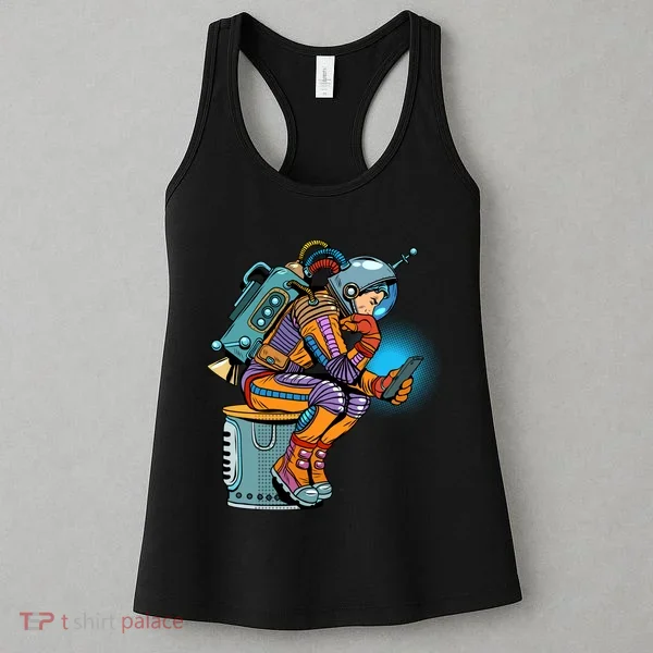 Retro Astronaut With Smartphone Women's Tank Top