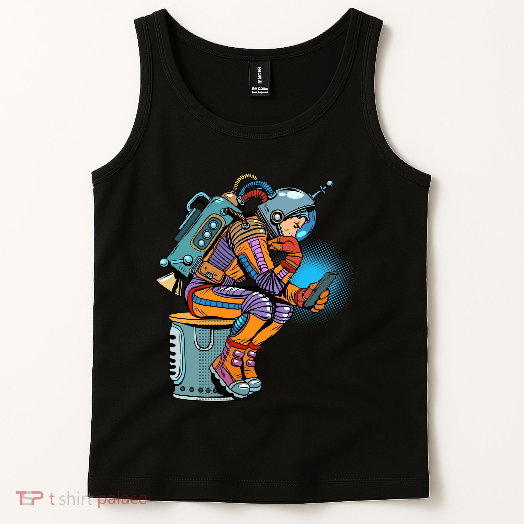 Retro Astronaut With Smartphone Tank Top