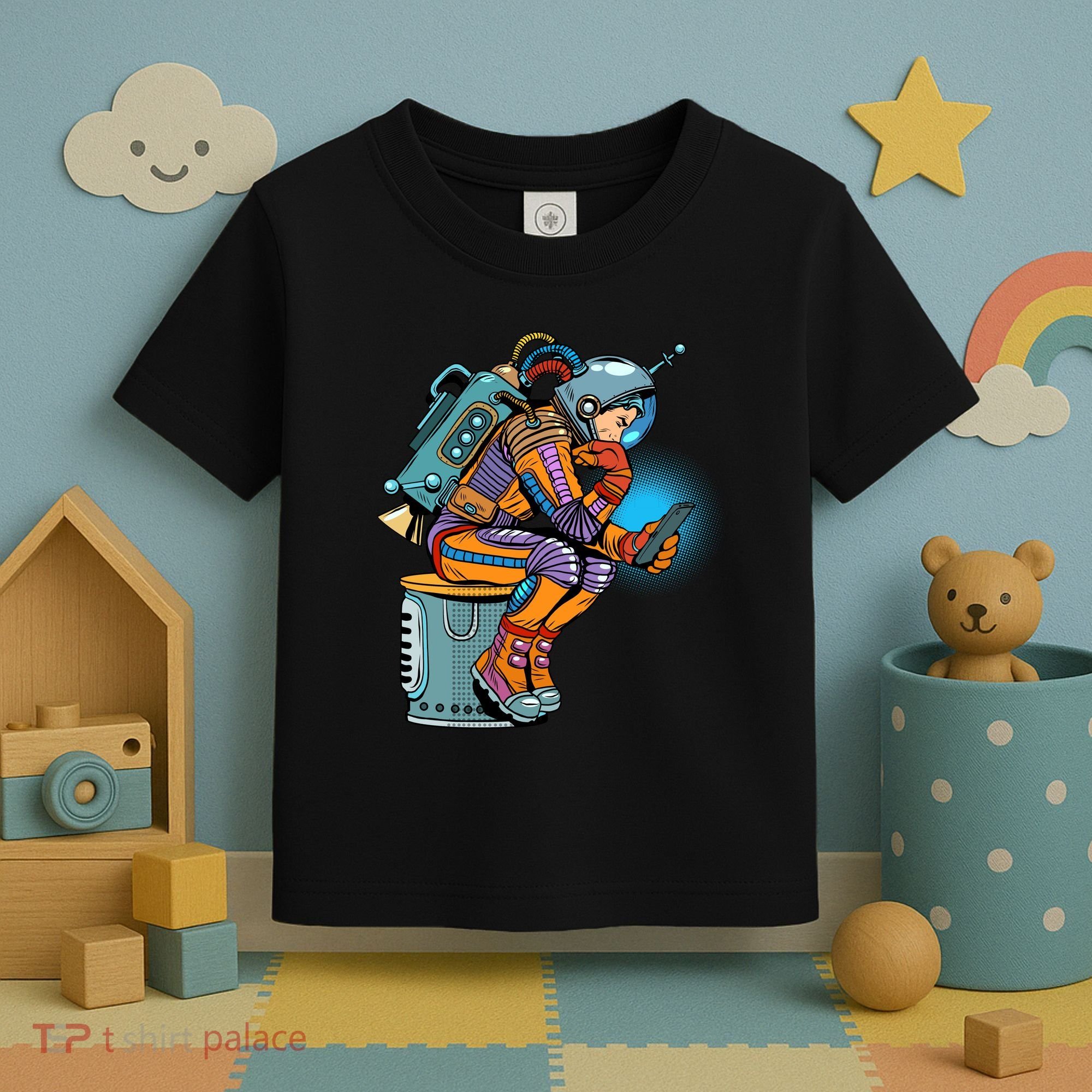 Retro Astronaut With Smartphone Toddler T-Shirt