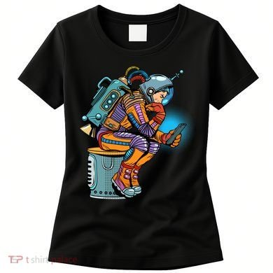 Retro Astronaut With Smartphone Women's T-Shirt